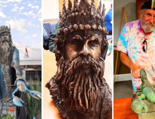 Bronze King Neptune Returning to Rockland Waterfront